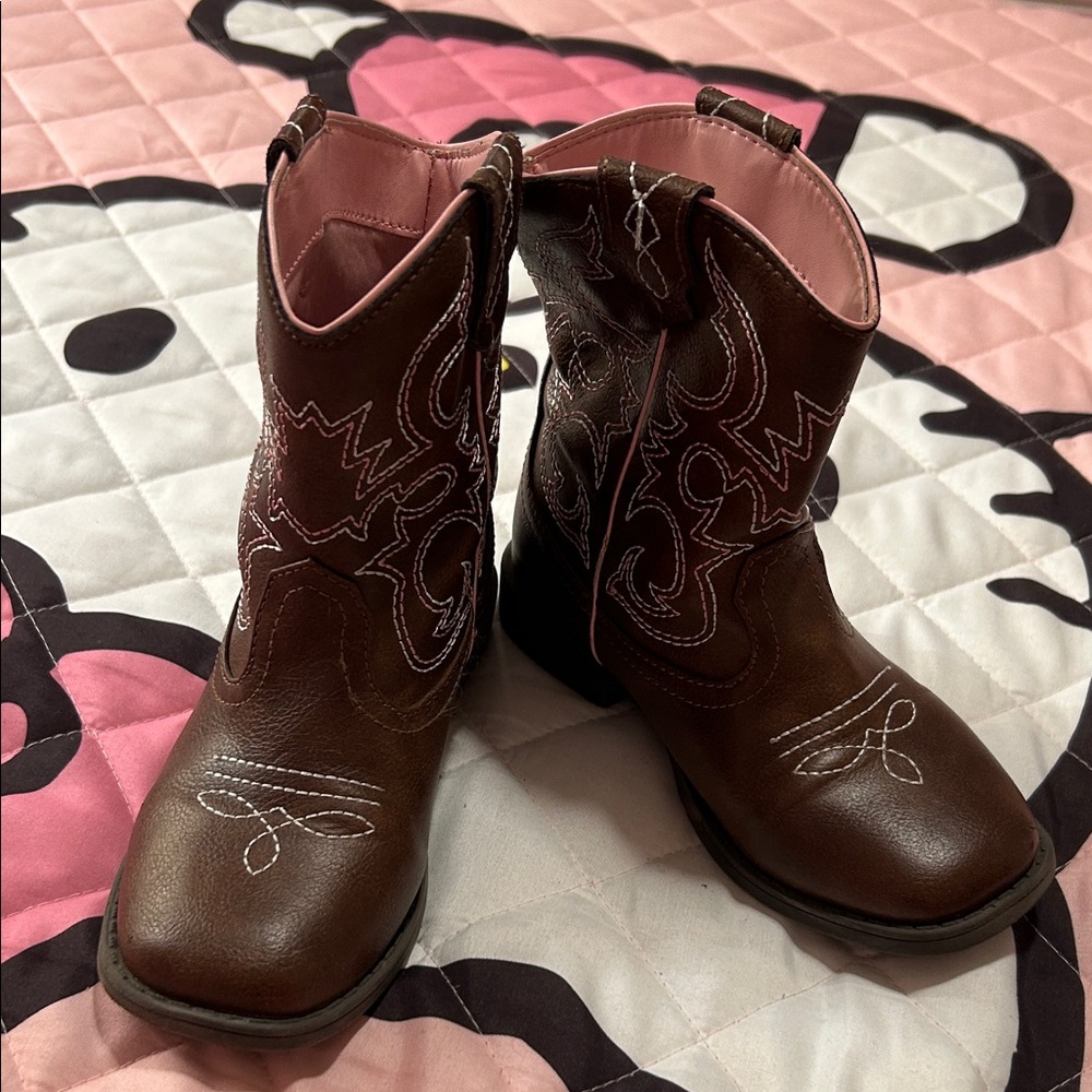 Wonder Nation Brown Boots with Pink Lining